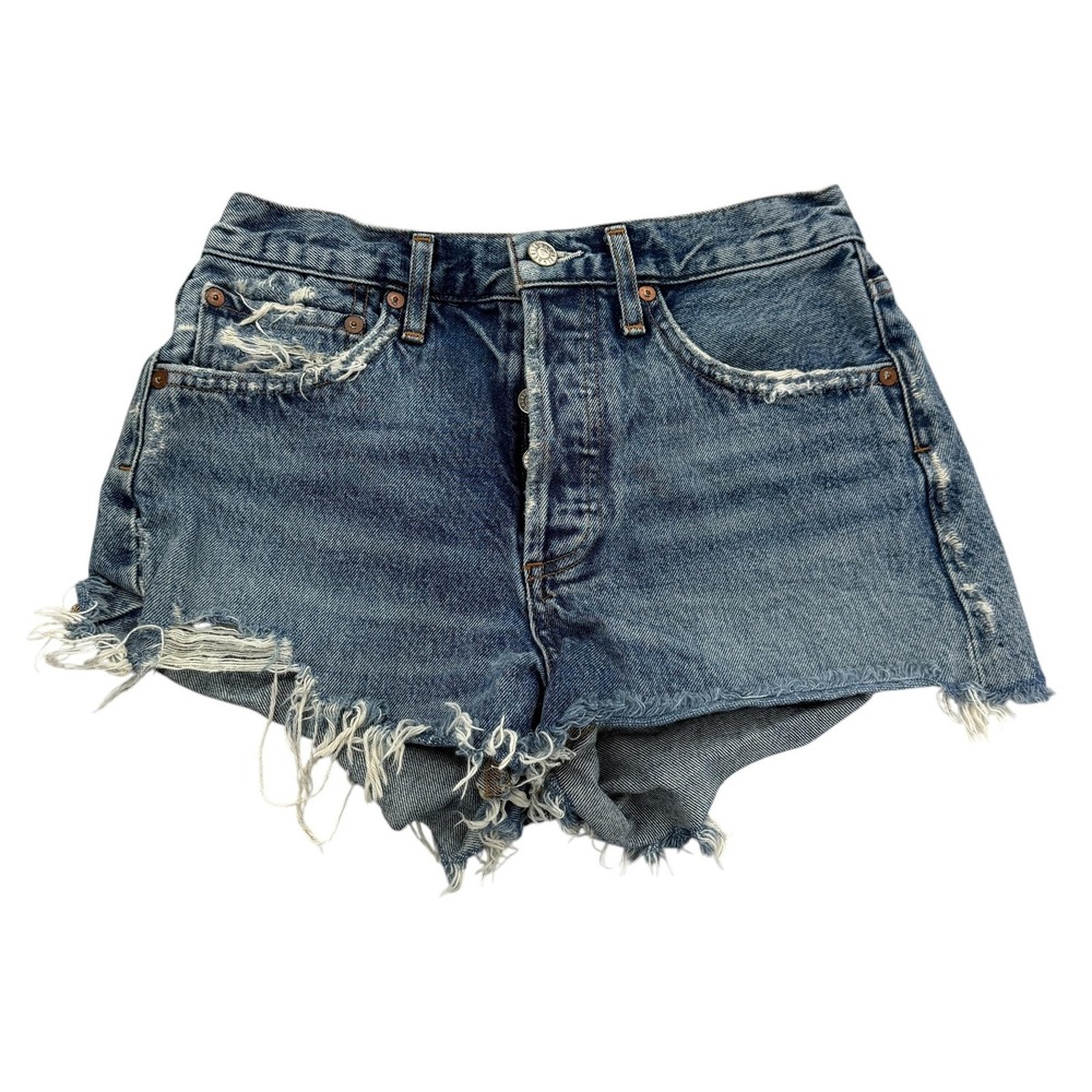 AGOLDE Shorts Womens 25 Cut-Off Distressed High Rise Button Fly Fringe Parker